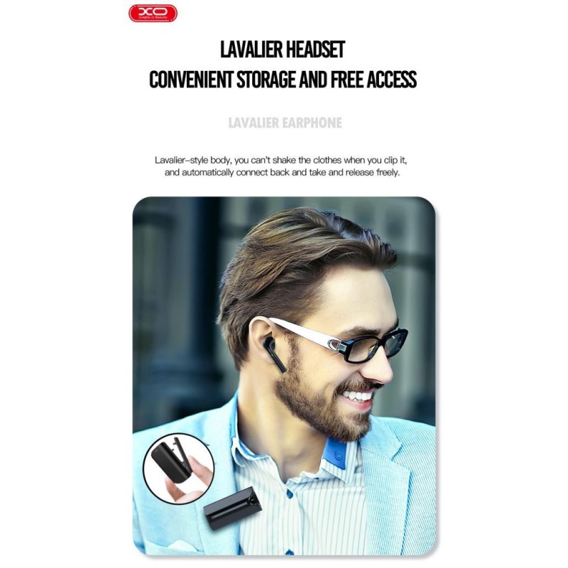 XO BE27 LAVALIER ΑΚΟΥΣΤΙΚΟ BLUETOOTH ΜΕ ΚΟΥΜΠΙ ΑΦΗΣ, ΜΑΥΡΟ