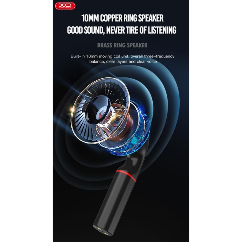 XO BE27 LAVALIER ΑΚΟΥΣΤΙΚΟ BLUETOOTH ΜΕ ΚΟΥΜΠΙ ΑΦΗΣ, ΜΑΥΡΟ