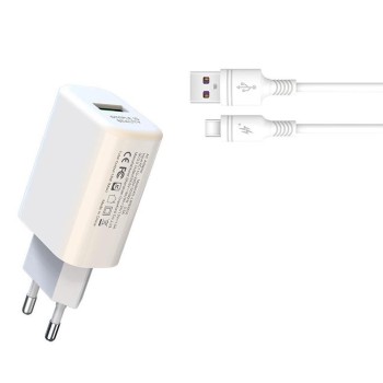 XO L85D  ΦΟΡΤΙΣΤΗΣ QC3.0 18W, 1 ΘΥΡΑ, ΜΕ ΚΑΛΩΔΙΟ TYPE-C