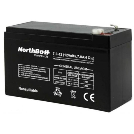 NORTHBATT BATTERY 12V 7AH (6.3 FASTON)