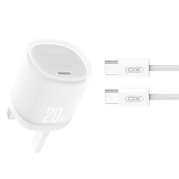 XO L143 ΦΟΡΤΙΣΤΗΣ PD20W, 1 ΘΥΡΑ TYPE-C, ΜΕ ΚΑΛΩΔΙΟ TYPE-C, ΛΕΥΚΟΣ