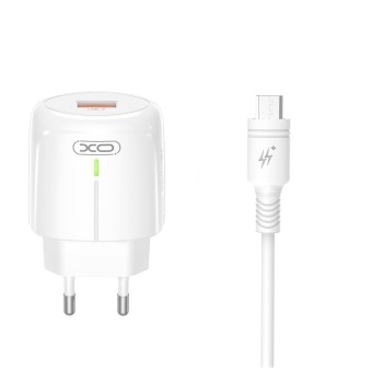 XO L112 ΦΟΡΤΙΣΤΗΣ, QC18W, 1 ΘΥΡΑ USB ΜΕ ΚΑΛΩΔΙΟ MICRO-USB, ΛΕΥΚΟΣ