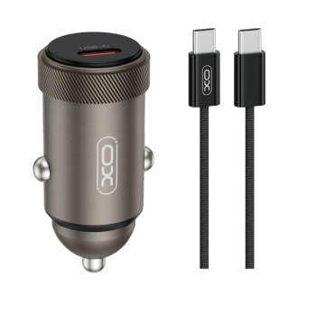XO CC70 MINI METAL ΦΟΡΤΙΣΤΗΣ ΑΥΤΟΚΙΝΗΤΟΥ, PD30W, 1 ΘΥΡΑ PD,  ΜΕ ΚΑΛΩΔΙΟ PD ΣΕ TYPE-C, ΜΑΥΡΟΣ