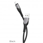 HOCO U80 COOL SILICONE CHARGING CABLE FOR LIGHTNING, ΜΑΥΡΟ