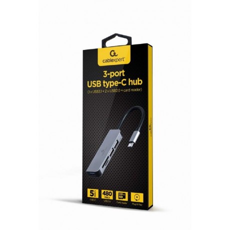 GEMBIRD USB3 HUB, 1USB 3.0, 2XUSB 2.0, CARD READER