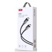 XO NB-Q250B PD 60W TYPE-C ΣΕ TYPE-C PVC SHINY COLORFUL FAST CHARGING CABLE ΜΑΥΡΟ