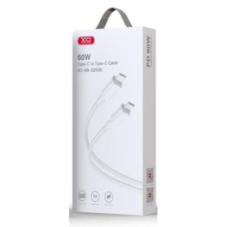XO NB-Q250B PD 60W TYPE-C ΣΕ TYPE-C PVC SHINY COLORFUL FAST CHARGING CABLE ΛΕΥΚΟ