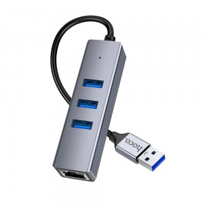 HOCO HB34 ΑΝΤΑΠΤΟΡΑΣ EASY LINK USB GIGABIT ETHERNET (USB TO USB3.0*3+RJ45)