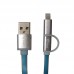 ΚΑΛΩΔΙΟ GFUN ΜΕ LED 2 ΣΕ 1 USB ΣΕ MICRO USB/LIGHTING BLUE