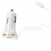 HOCO Z14 SINGLE PORT WITH LIGHTNING CABLE CAR CHARGER ΛΕΥΚΟ
